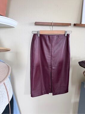 Abercrombie & Fitch Wine Faux Leather Pencil Skirt
